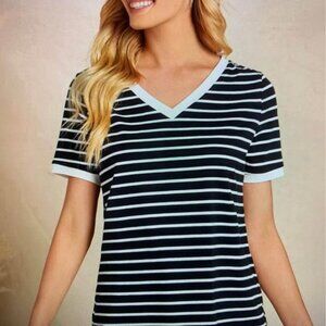 Ladies XXL Striped V neck shirt 10.00